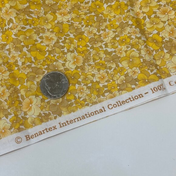 1/2 Yard Cut Quilting Fabric Benarex Yellow Floral Flowers International Crafts - Picture 2 of 6